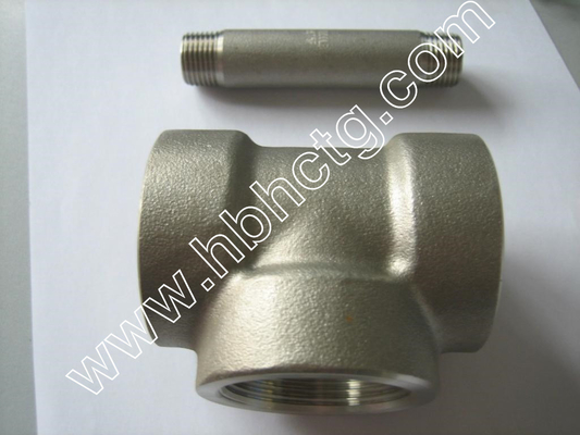 Anti Rust Painting Stainless Steel Pipe Tee , Ansi B 16.11 Pipe Fittings Zinc Coated